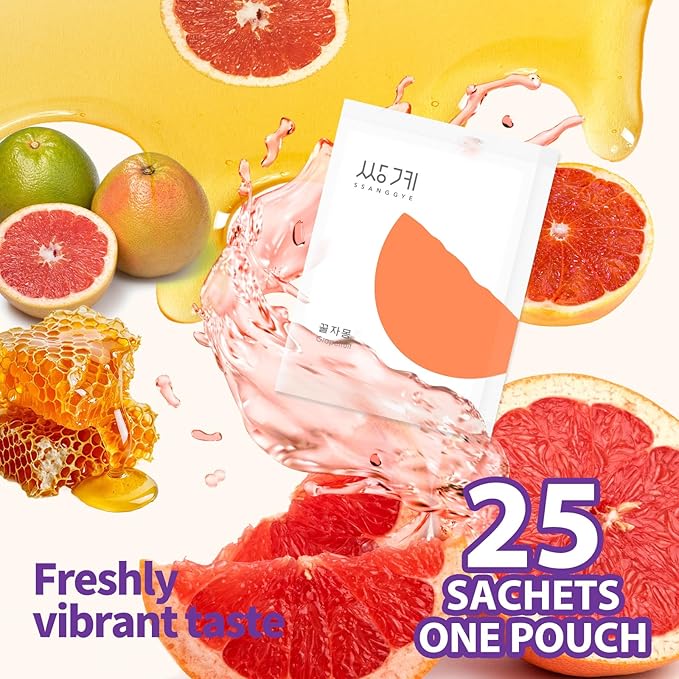 Ssanggye Korean Honey Grapefruit Tea 30g X 25pcs All Natural Fresh Grapefruit Tea With Honey Marmalade Jam Sauce For Salad Spread Ade Cocktail Dressing Portable Sachets For On-The-Go Sweet 꿀 자몽차