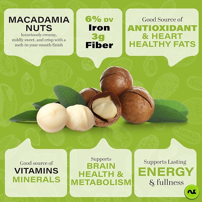NUT CRAVINGS - Roasted &amp Salted Macadamia Nuts - No Shell (80oz - 5 LB) Bulk Nuts Packed Fresh in Resealable Bag - Healthy Protein Food Snack Food Assortments Hazelnut