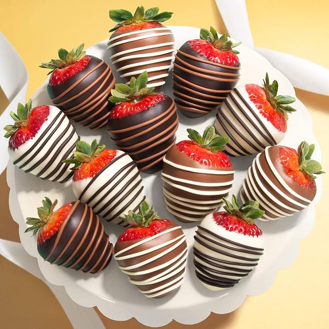 Chocolate Covered Strawberries 12 Dark/Milk/White Delight