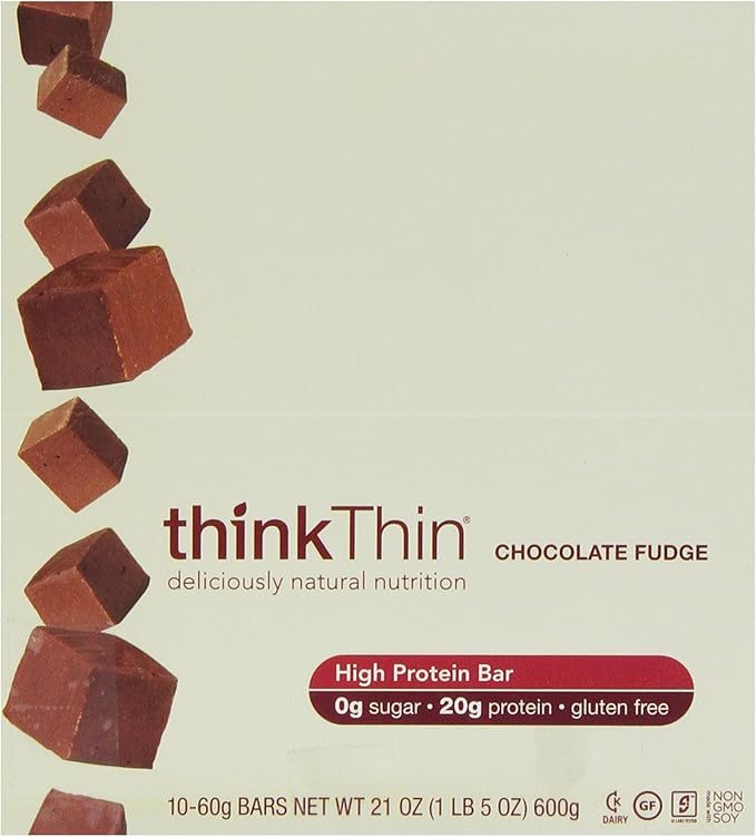 ThinkThin Protein Bar Gluten Free Chocolate Fudge 10 Count