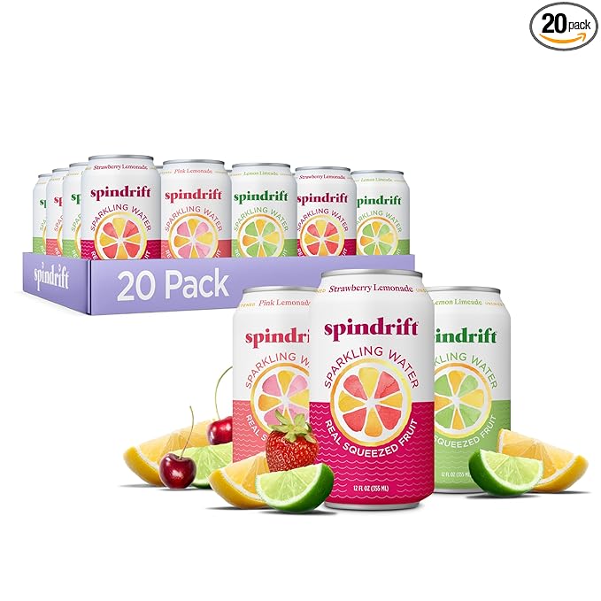 Spindrift Lemonade 3 Flavor Variety 20 Pack12 Fl Oz (Pack of 20)