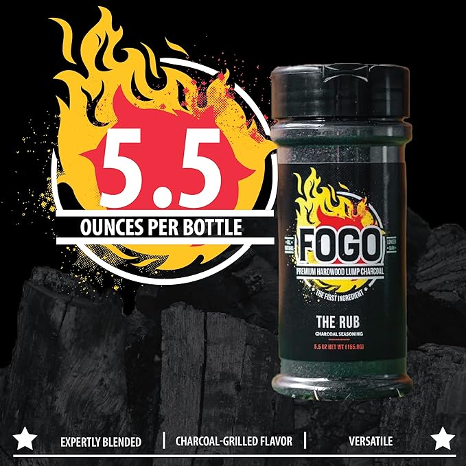 FOGO The Rub Charcoal Seasoning for Meat Perfect for Grilling and Smoking BBQ 5.5 Ounce Shaker Bottle 4 Pack
