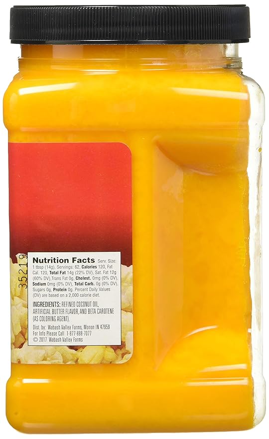 Real Theater Coconut Popcorn Oil - 30 oz Butter Flavored Coconut Oil for Whirley Pop Popcorn Maker Popcorn Oil Butter Flavor Stovetop Popcorn Popcorn Oil for Popcorn Machine (by Wabash Valley Farms)