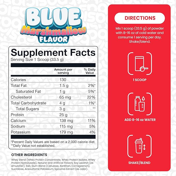 Whey Protein Powder 25g Protein Complete Amino Acid Profile Gluten-Free Low Fat RBST-Free Supports Muscle Recovery &amp Antibody Health