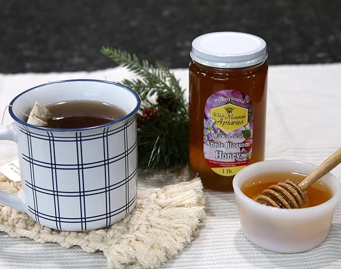Pennsylvania Apple Blossom Honey by Welsh Mountain Apiaries Raw and Unfiltered 16 Ounce Jar (Pack of 3)