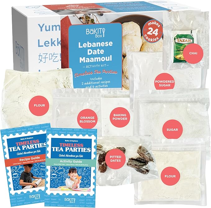 BāKIT Box Maamoul Cookie Baking Kit for Kids – Make Lebanese Date-Filled Cookies + Learn Culture – Printed Recipe &amp Activity Guides – Educational STEM Gift