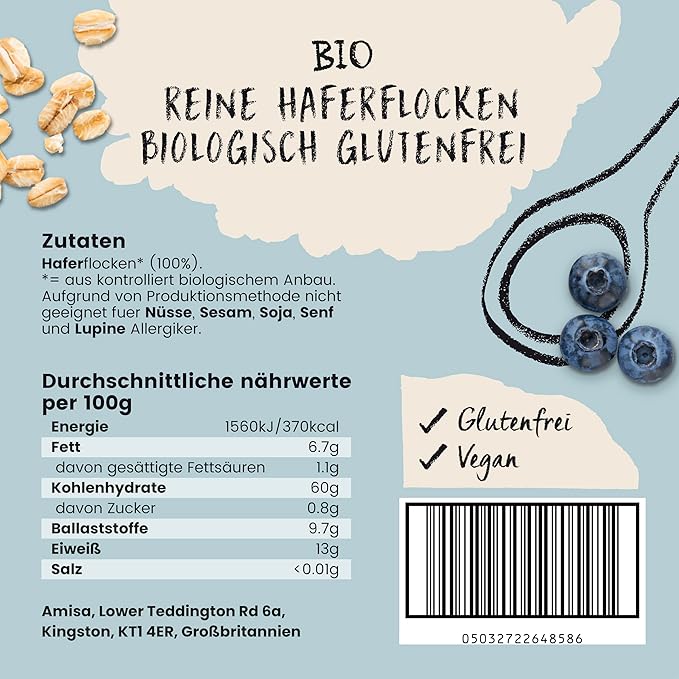 Amisa Organic Gluten Free Pure Porridge Oats 325g