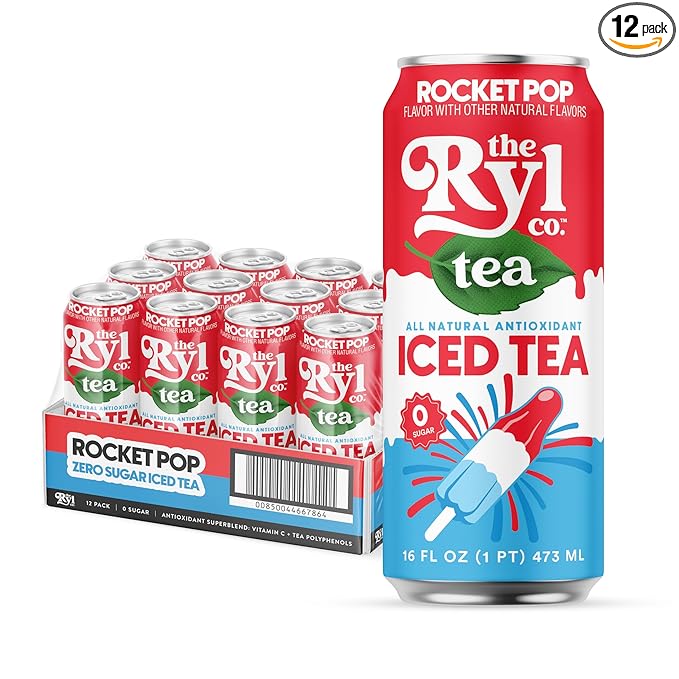 Ryl Iced Tea Rocket Pop Antioxidant Superblend Zero Sugar Low Carb Zero Calorie Iced Tea 16.0 Fl Oz (12-Pack)