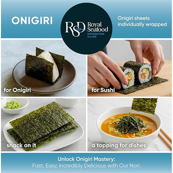 RSD – Onigiri Seaweed Sheets – 100 Individually Wrapped Sheets – Premium Roasted Nori for Sushi Onigiri Gimbap &amp More – Organic Crispy &amp Fresh