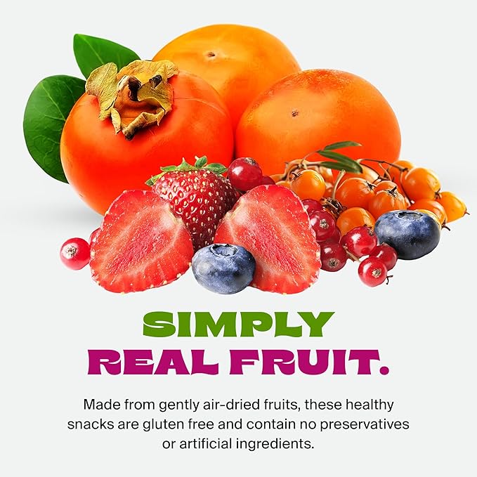 Whitney Jordan Naturals Air-Dried Fruit Variety Pack 16 Oz Pack of 2 - Super Berry Medley &amp Persimmon Slices - Gluten-Free Non-GMO Vegan Snack - Real Fruit for Clean Snacking