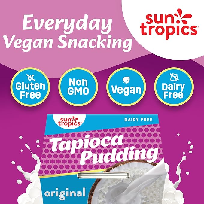 Sun Tropics Tapioca Pudding Original | Vegan Dairy Free Pudding | Gluten Free Non-GMO | Ready-to-Eat Cups 4.0oz (Pack of 6)