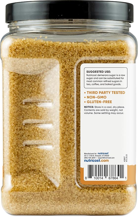 Nutricost Pantry Unrefined Demerara Sugar (4 Pound Bottle) :: Great for Baking Cooking Tea Coffee Etc. | Raw Cane Demerara Sugar with Zero Additives