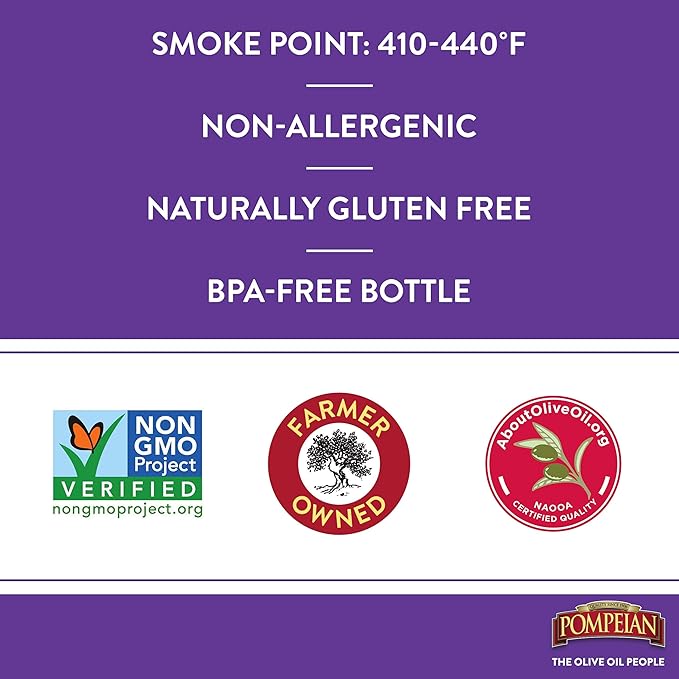 Pompeian Rich Taste Olive Oil High Heat Cooking Baking &amp Sauteing High Smoke Point 16 Fl Oz (Pack of 5)
