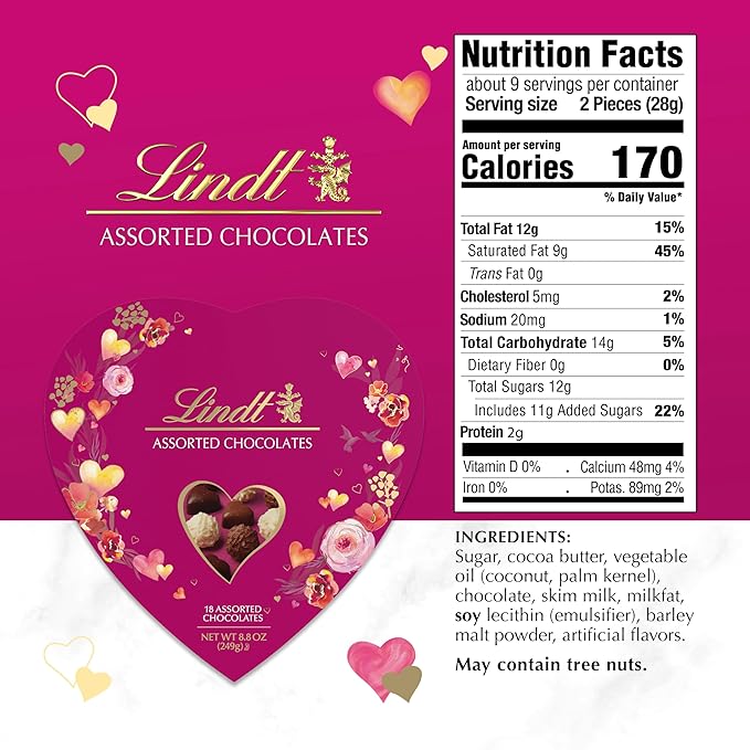 Lindt Valentine's Classic Heart Assorted Gourmet Chocolate Candy Truffles 8.8 oz.