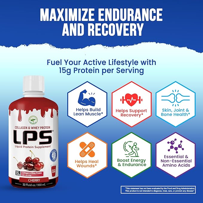 Lps Liquid Collagen &amp Whey Protein Supplement - Sugar-Free Dye-Free Non-Gmo Drink - Hydrolyzed Collagen &amp Whey Peptides Promotes Healthy Skin &amp Hair For Men &amp Women Peach Mango 32