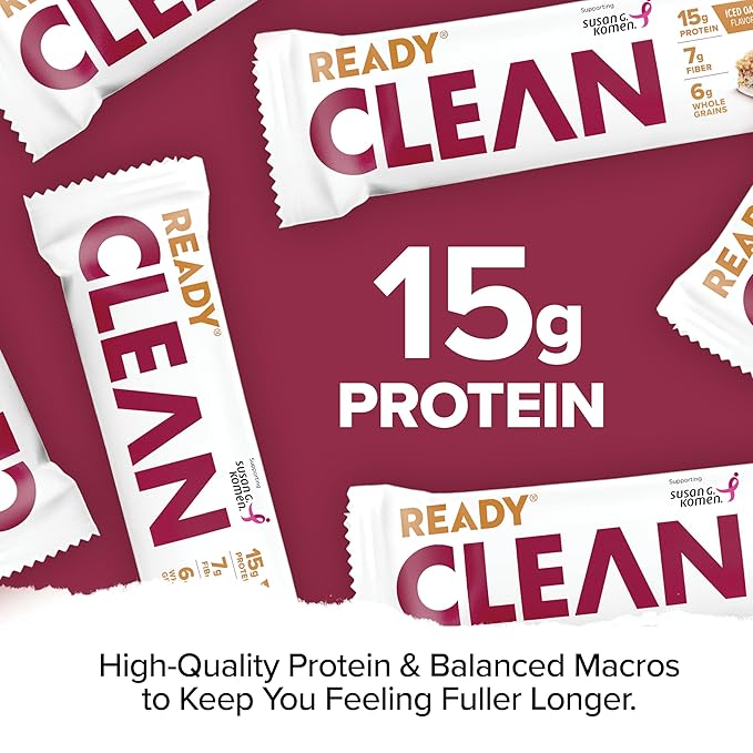 Ready® Protein Bars – High-Protein Snack with 15g Whey Protein With Flaxseeds and Omega-3s for Sustained Energy Supports Lean Muscle and Recovery – Iced Oatmeal Cookie 12 Pack