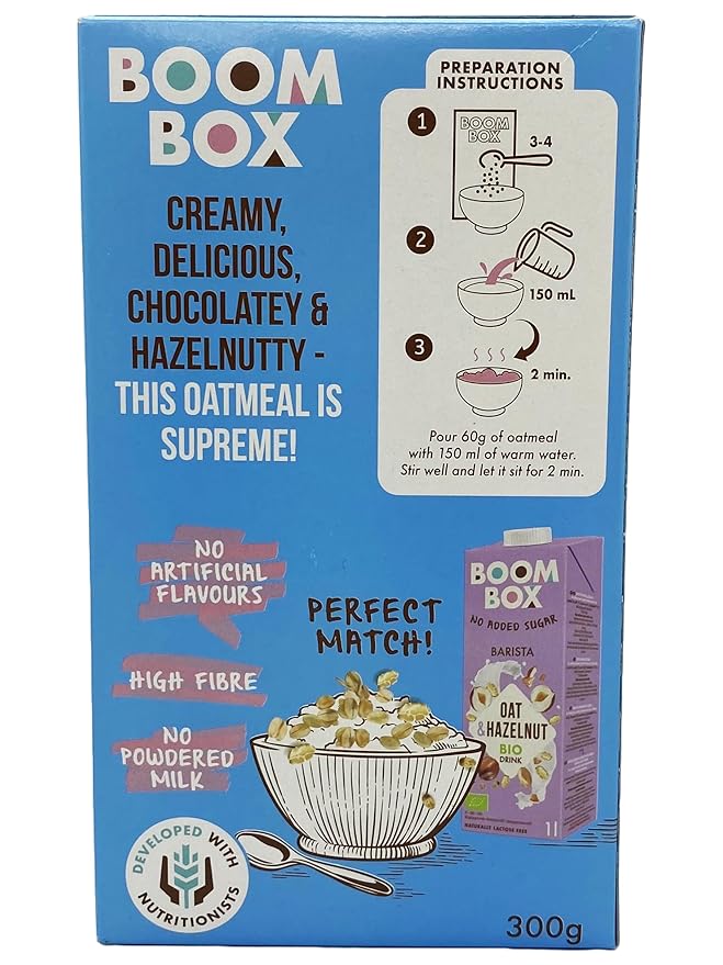 BOOM BOX Hazelnut Chocolate Oatmeal - 30g - Nutty and Chocolaty Breakfast Delight