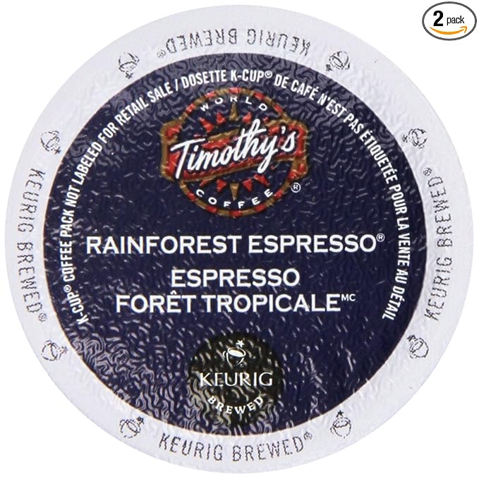 Timothy's World Coffee Rainforest Espresso K-Cup 24 Count (Pack of 2)