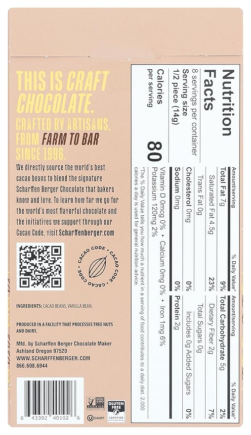 Scharffen Berger Unsweetened Dark Chocolate Baking Portions 99% Cacao Kosher Gluten Free &amp Non-GMO 4 Ounce (Pack of 12)