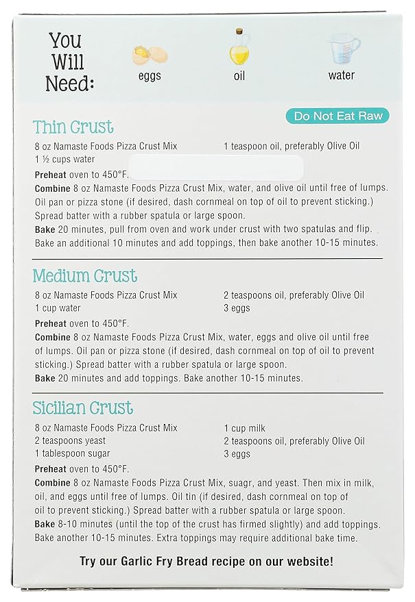 Namaste Foods Gluten Free Pizza Crust Mix Allergen-Free 16-Ounce (Pack of 6)