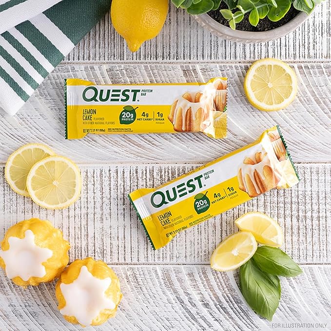 Quest Lemon Cake Protein Bars 12 Count and Cheese Crackers Spicy Cheddar Blast 12 Count