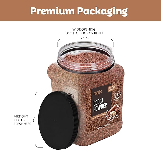 Roots Circle Unsweetened Cocoa Powder | Rich Dark Chocolate Flavor Perfect for Baking Smoothies and Hot Cocoa | Premium Quality Easy Mixing Gluten-Free Kosher | Bulk 2 Pack of 14oz