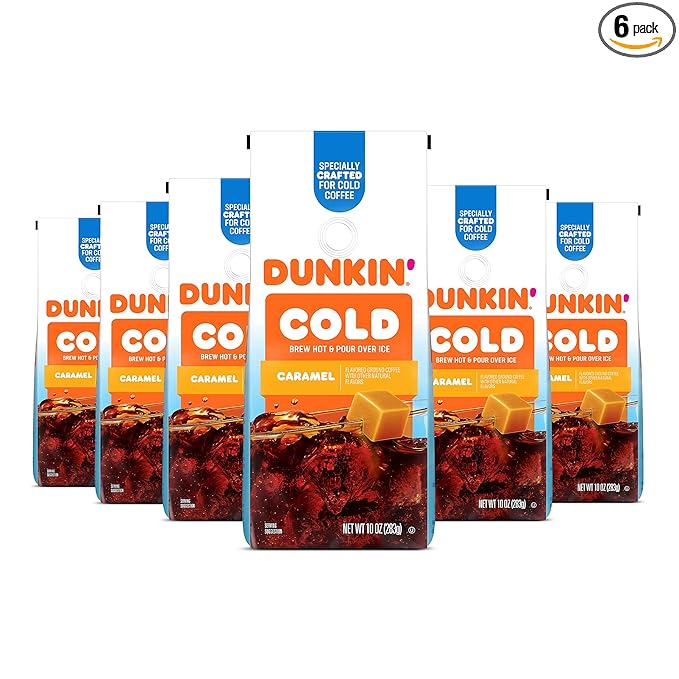 Dunkin' Cold Caramel Flavored Ground Coffee 10 Ounce (Pack of 6)