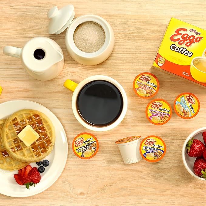 Eggo Beverages Blueberry Waffle Flavored Coffee Pods for Keurig K Cup Brewers Fair Trade Certified 40 Count – Fruity and Flavorful Breakfast