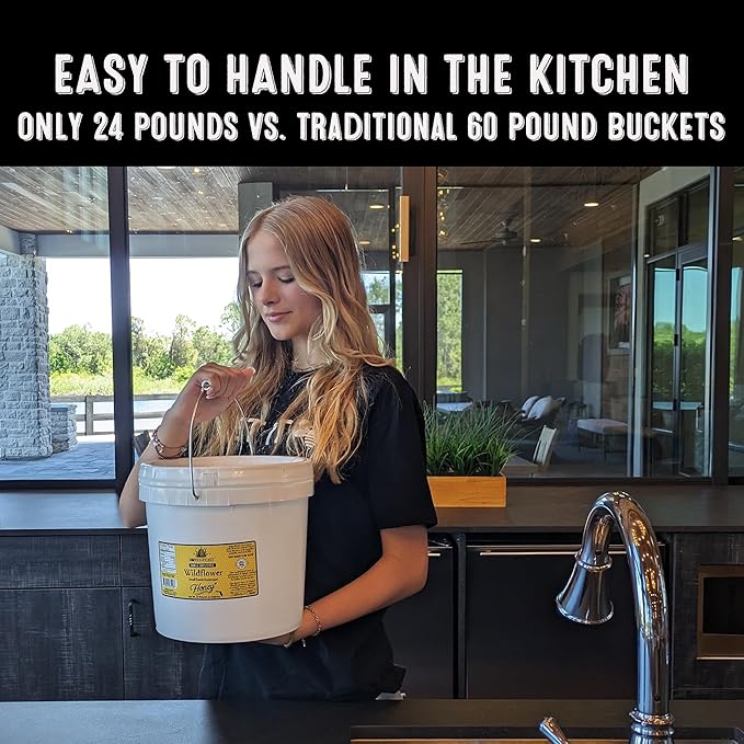 HONEY FEAST Bulk Allergy Blend Honey - 2-Gallon Bucket Vast American Honey Florida Crafted Raw &amp Unfiltered High Pollen Content Directly from Central Florida Beekeepers