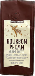 World Marke Bourbon Pecan Ground Coffee Beans - Seasonal Limited Edition Coffee Pure Arabica Great Aroma Rich Flavored Coffee | Gourmet Blend of Central &amp South American | 12 Ounce 1 Pack