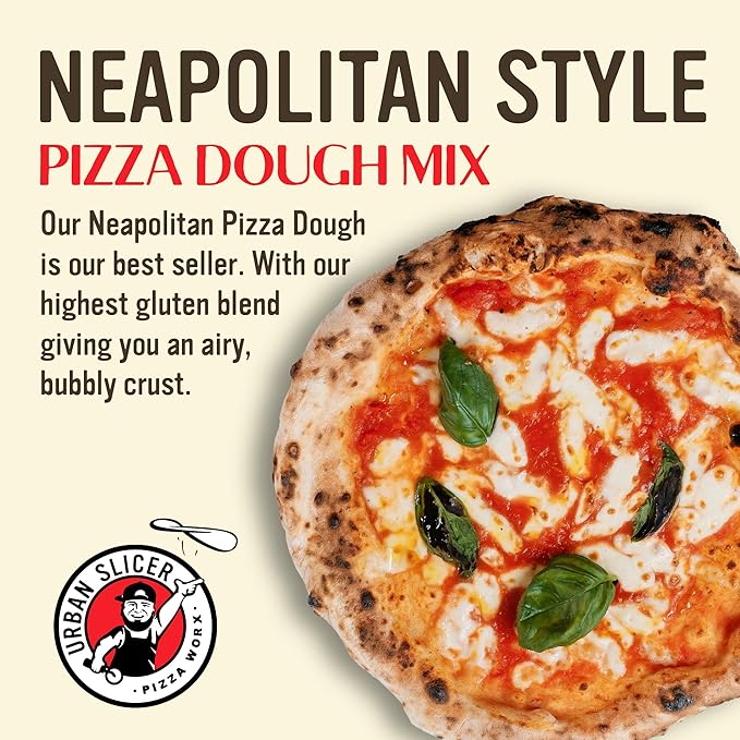 Urban Slicer Pizza Worx - Neapolitan Style Pizza Dough - At-Home Pizza Making Kit for Classic Artisan Crust - 13.4 oz. Bags - 3 Pack - Makes 6 Pizzas