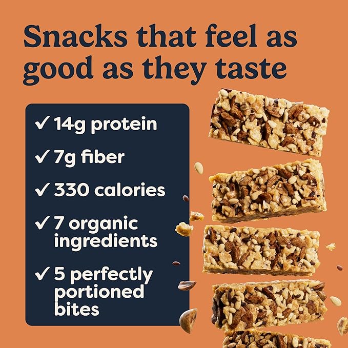 Tosi Meal Nut Bars Almond Healthy Snacks for Adults &amp Kids Crunchy Plant Based Protein Bar (14G) Keto Snacks Vegan Gluten &amp Soy Free Low Sugar Omega 3s 2.4oz 12-Pack