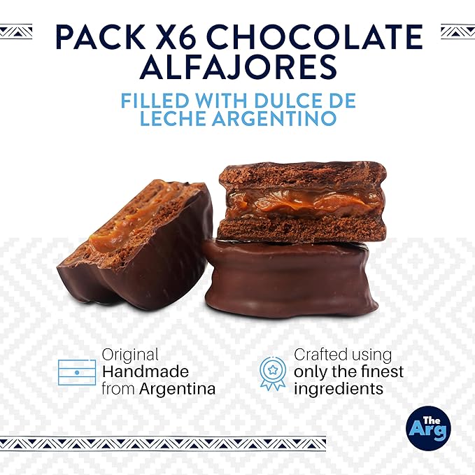 THEARG | RASTA - Chocolate Alfajores Filled with Dulce de Leche Argentino | Alfajor from Argentina - Milk Chocolate | 70 g (Pack x6 Dark Chocolate)