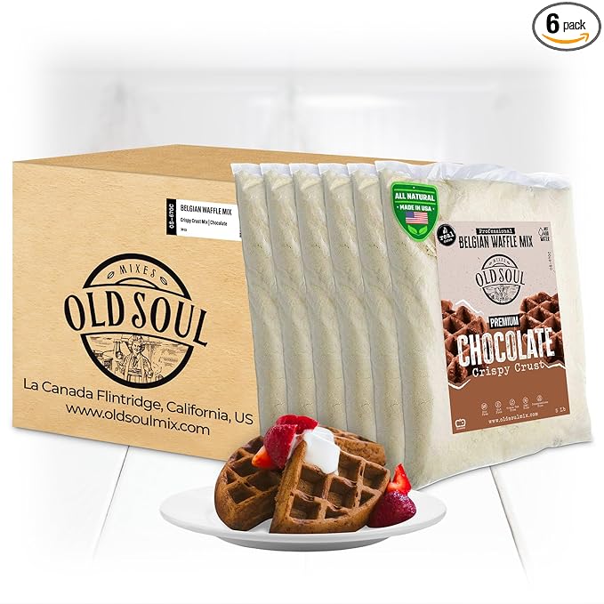 OldSoul Professional Belgian Waffle Mix | 30 Lbs | Crispy | Chocolate Flavour | 168 Waffles (30 Lbs Traditional)