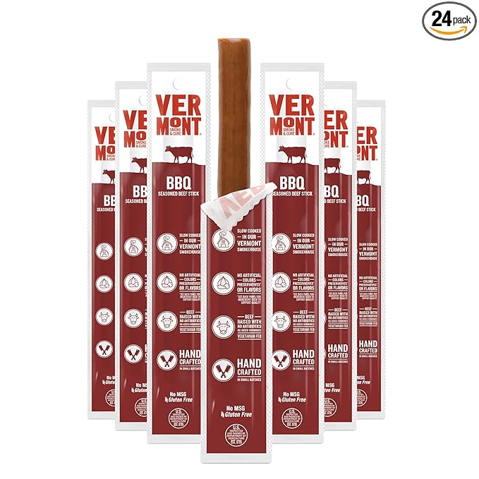 Vermont Smoke &amp Cure BBQ Seasoned Beef Sticks Gluten Free 1 Ounce (Pack of 24)