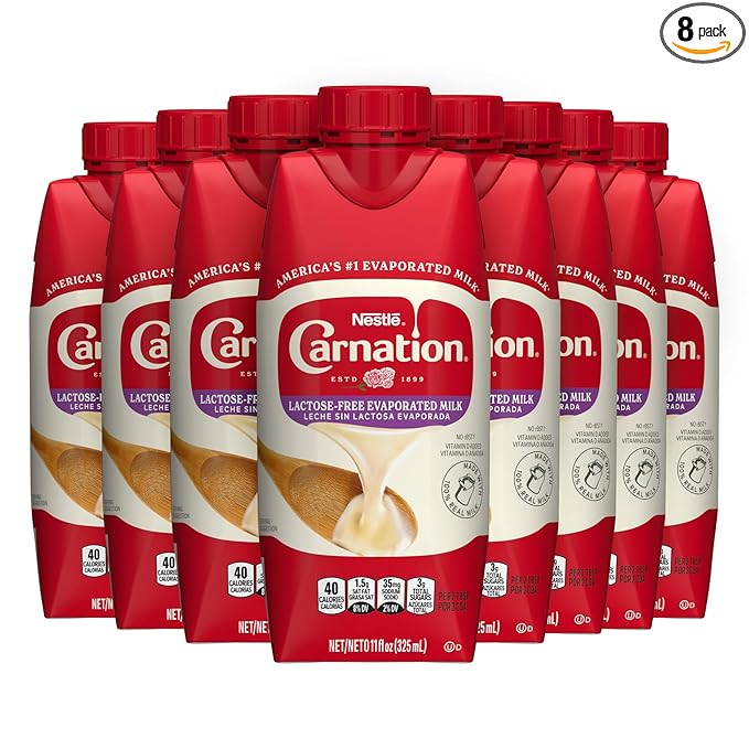 Nestlé Carnation Lactose-Free Evaporated Milk Vitamin D Added Shelf Milk Evaporated Milk 8 Pack