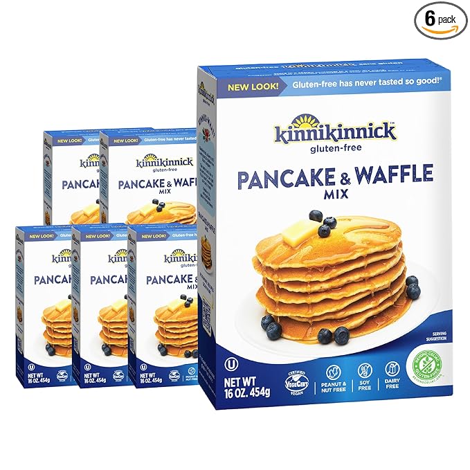 Kinnikinnick - Pancake &amp Waffle Mix - Gluten Free Allergy Friendly Vegan Pancake and Waffle Mix - 16 oz. Boxes - 6 Pack
