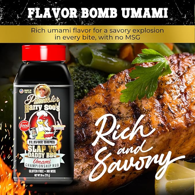 Slap Yo Daddy BBQ Rub Seasoning Flavor Bomb Umami - Umami Seasoning From Pitmaster Harry Soo – Enhances Dishes with Rich Savory Flavor for Cooking – No MSG Gluten-Free – 26 oz