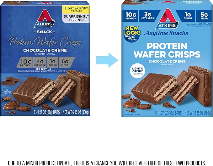Quest Cookies &amp Cream Hero Protein Bar 18g Protein 12 Count and Atkins Chocolate Crème Protein Wafer Crisps 5g Net Carb 5 Count