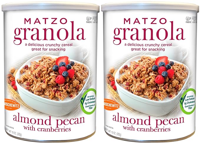 Manischewitz Almond Pecan Granola With Cranberries 10oz (2 Pack) | Kosher For Passover Crunchy &amp Delicious Great for Snacking