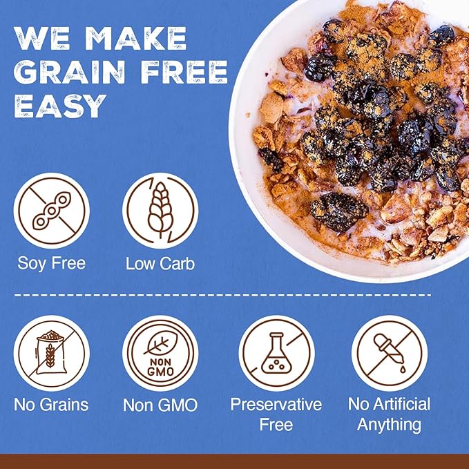 Paleonola Cinnamon Blueberry Grain Free Granola 10 Oz Resealable Bag (Pack of 6) - Grainless Paleo Granola Blended w/Dried Coconut &amp Blueberries Organic Maple Syrup &amp Pecans - Gluten &amp