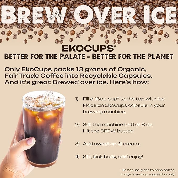 EKOCUPS Organic Swiss Water Decaf Medium Roast Coffee Pods Extra 30% More Coffee Per Cup Artisan Fair Trade Decaf Medium Roast Coffee for Keurig K Cup Machines Recyclable Pods 80 Count