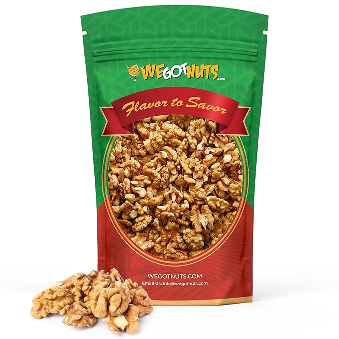 California Raw Walnuts- 3 Pounds Resealable Package-Fresh No Shell Unsalted-All Natural Dry Halves and Chopped Pieces-For Snacking Kids Baking Brownies Diet- Kosher Certified- by We Got Nuts