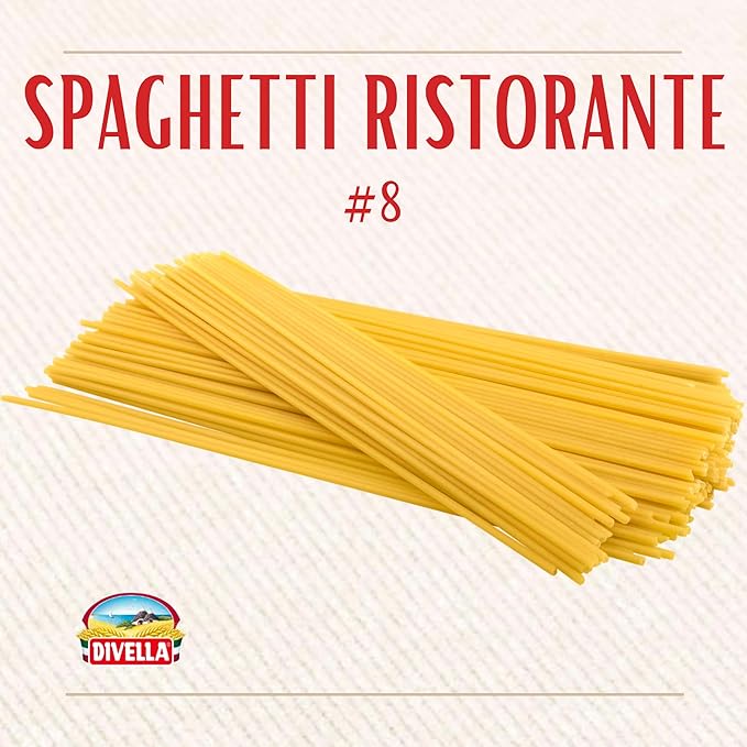 Divella Spaghetti Pasta #8 16 oz. (Pack of 8) - Authentic Italian Pasta Made with Durum Wheat Semolina Perfect ‘Al Dente’ Texture for Every Dish