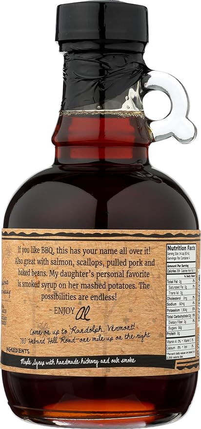WOOD'S Smoked Maple Syrup – Small-Batch Vermont Maple Syrup Cold-Smoked Over Hardwood | Sweet &amp Savory Flavor | Natural Vegan Sweetener for BBQ Cocktails Glazes &amp Gourmet Dishes | 8.45 Fl O