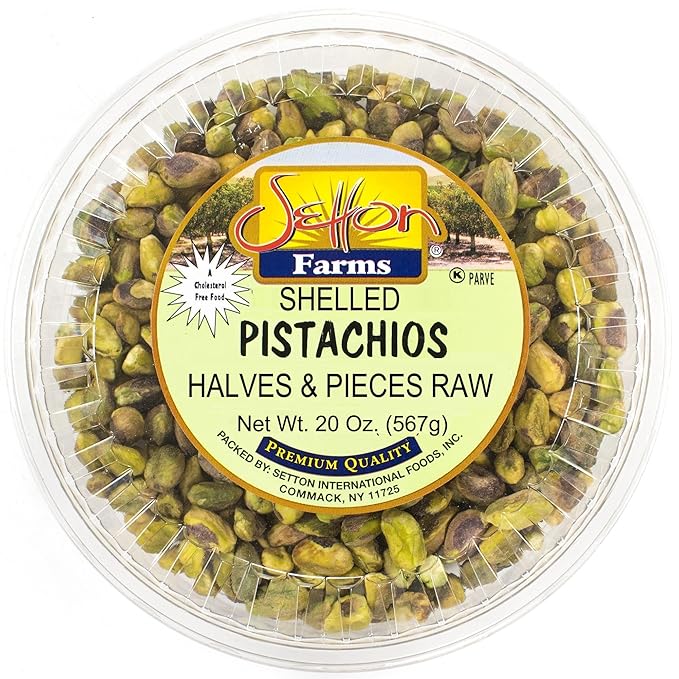 Setton Farms Shelled Pistachio Kernels Halves &amp Pieces Raw 20 Ounce (No Shells Raw Unsalted) (Also perfect for making Dubai Chocolate)