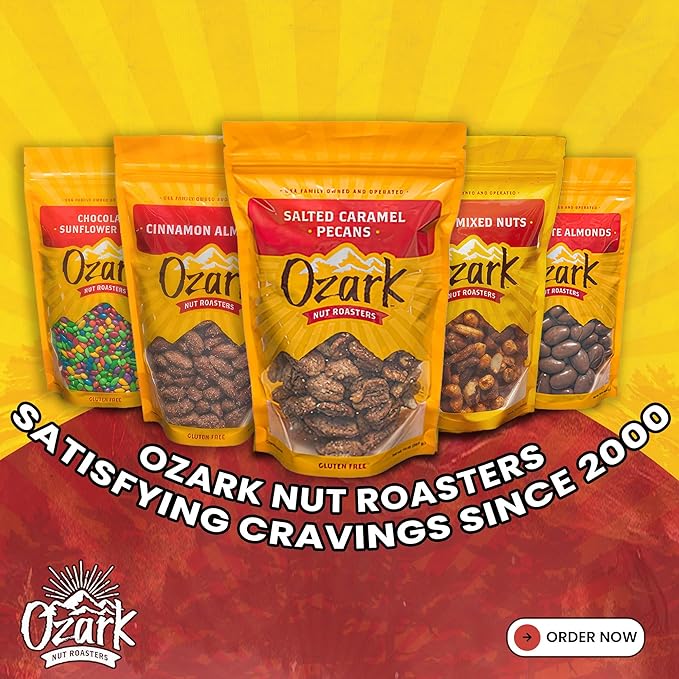 OZARK NUT ROASTERS Sugar-Free Dark Almonds Dark Chocolate Flavored Snacks No Sugar Added World-Class Gourmet Candied Nuts Resealable Pack (14 oz)