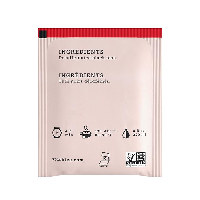 Stash Tea Decaf English Breakfast Black Tea - Decaf Non-GMO Project Verified Premium Tea with No Artificial Ingredients 18 Count (Pack of 6) - 108 Bags Total