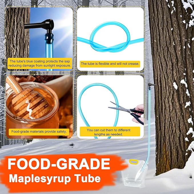 Maple Syrup Tree Tapping Kit with Bags 10 Maple Sap Taps 10 Food Grade 3ft Tubing 10 5L Bags 5 Syrup Filters Maple Birch Walnut Sugaring Starter Supplies Collection Gift for Experts or Beginners