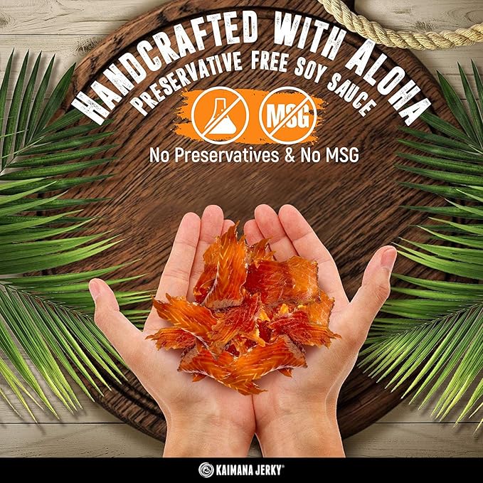 Kaimana Jerky Wild Caught Salmon Jerky - Organic Dried Fish Strips Rich in Omega-3 &amp Protein Low-Calorie Gluten-Free Low Sodium &amp Sugar - Original Teriyaki &amp Spicy Flavors - 9 Pack (0